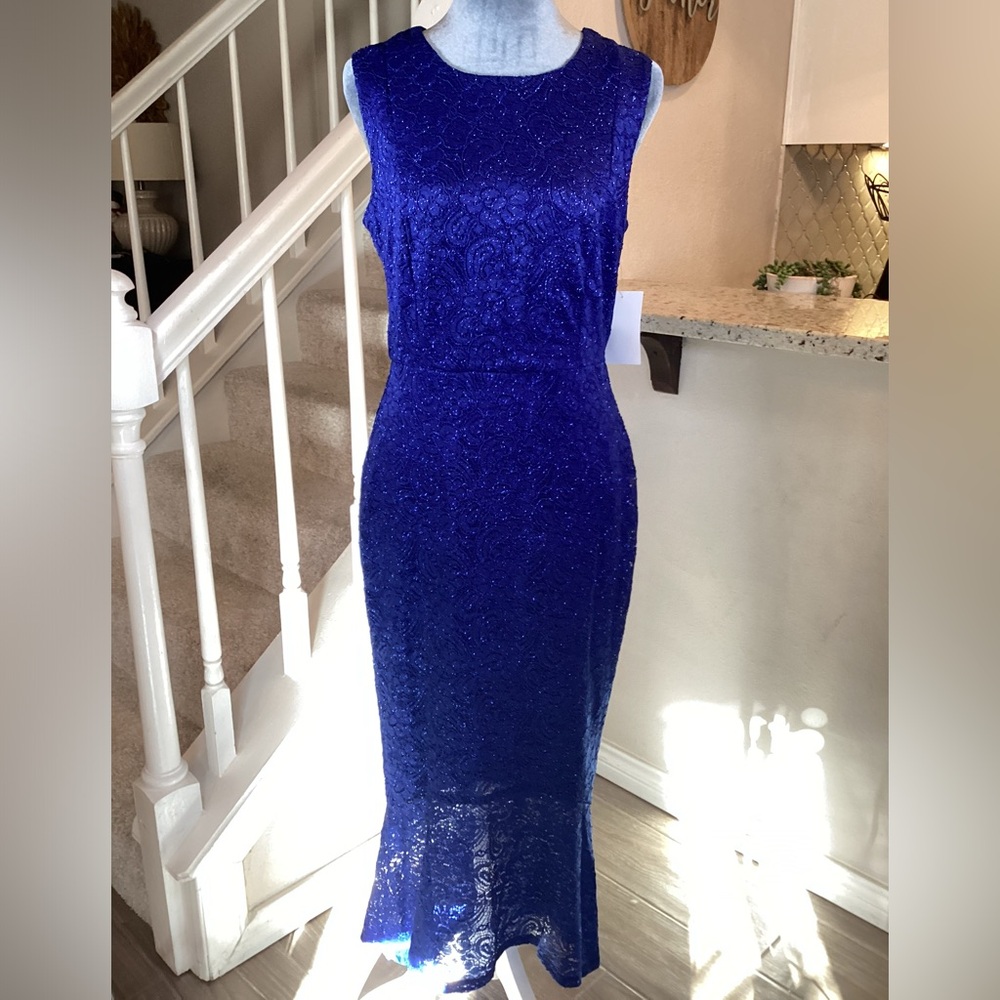 Gorgeous Royal Blue Lace Evening Dress Size 10